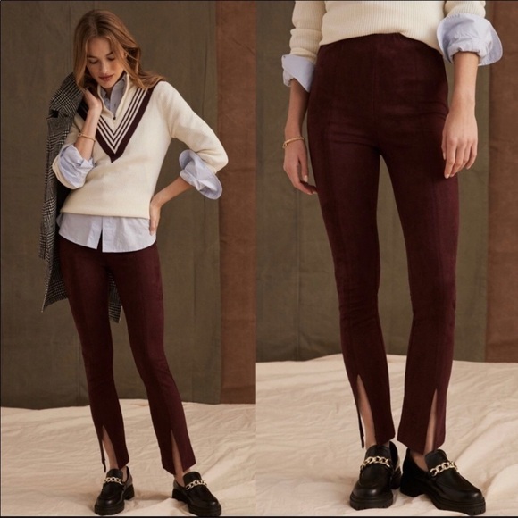 NEW.Anthropologie Maeve High Rise Front Slit Cropped Bootcut Pants. Size 10 - Picture 1 of 15